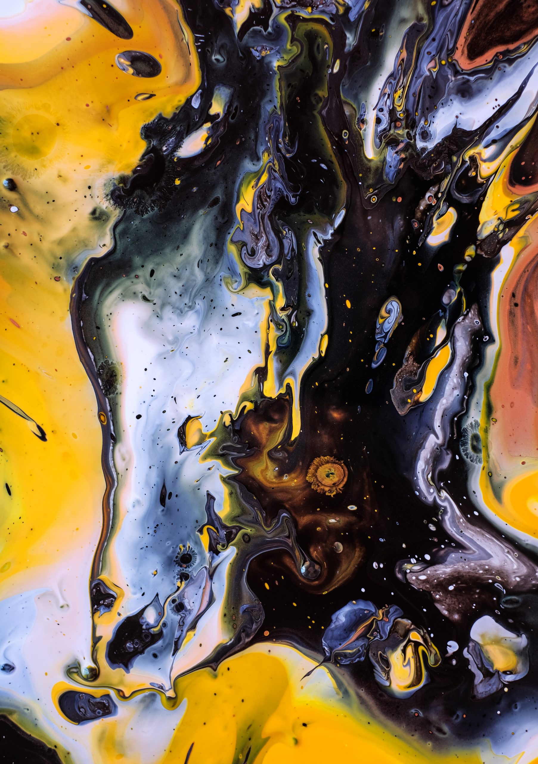 wallpaper Black and yellow abstract painting