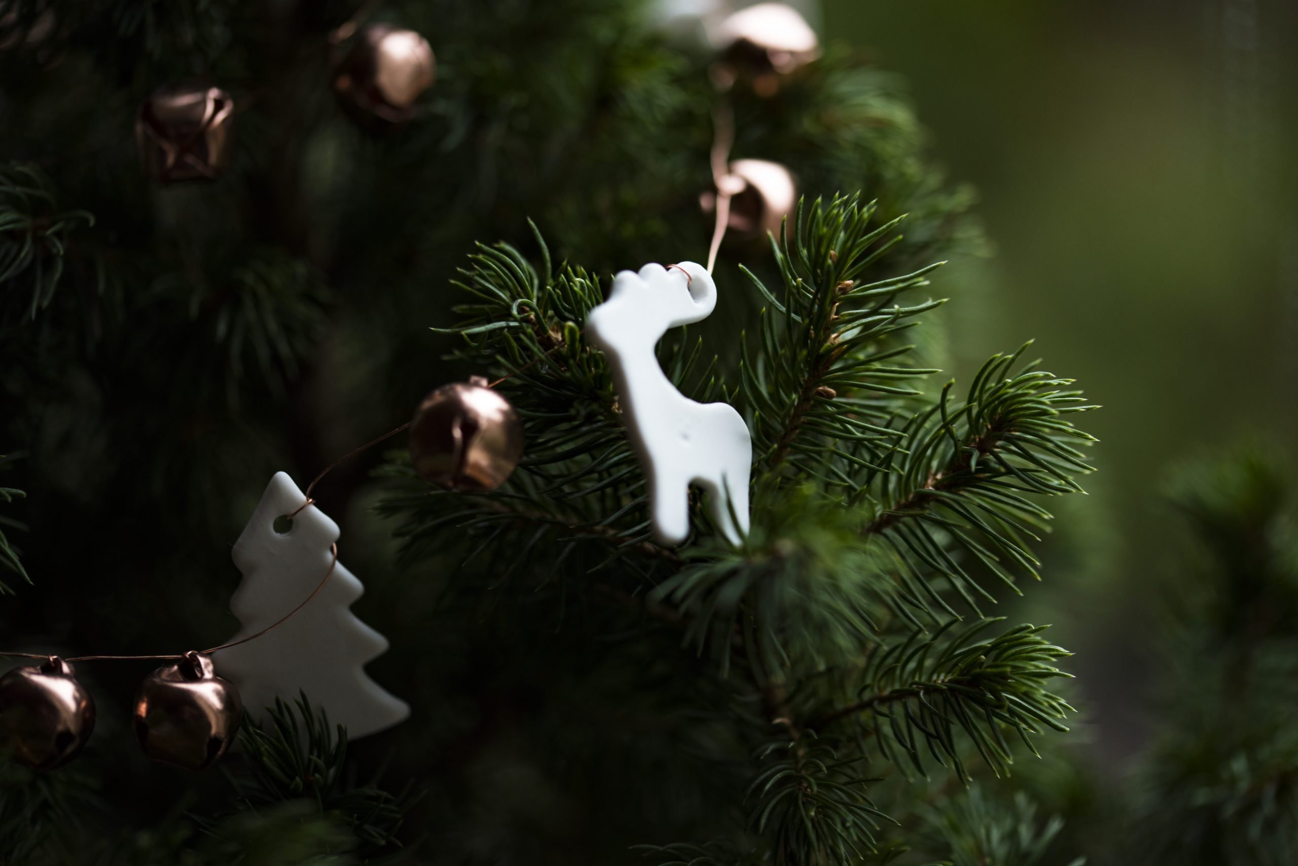 wallpaper White deer Christmas tree decoration