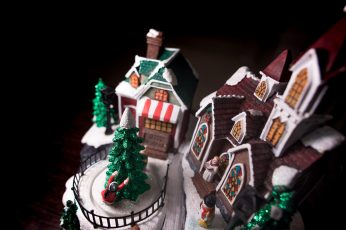 A model of the Christmas holiday replete with church