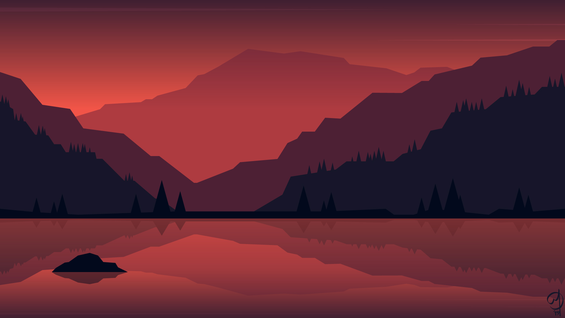 Lake minima sun set mountains wallpaper