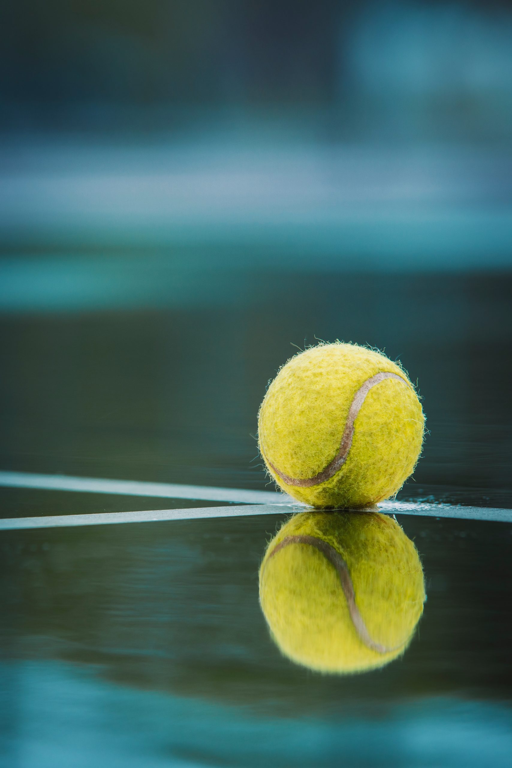 Tennis ball in the rain