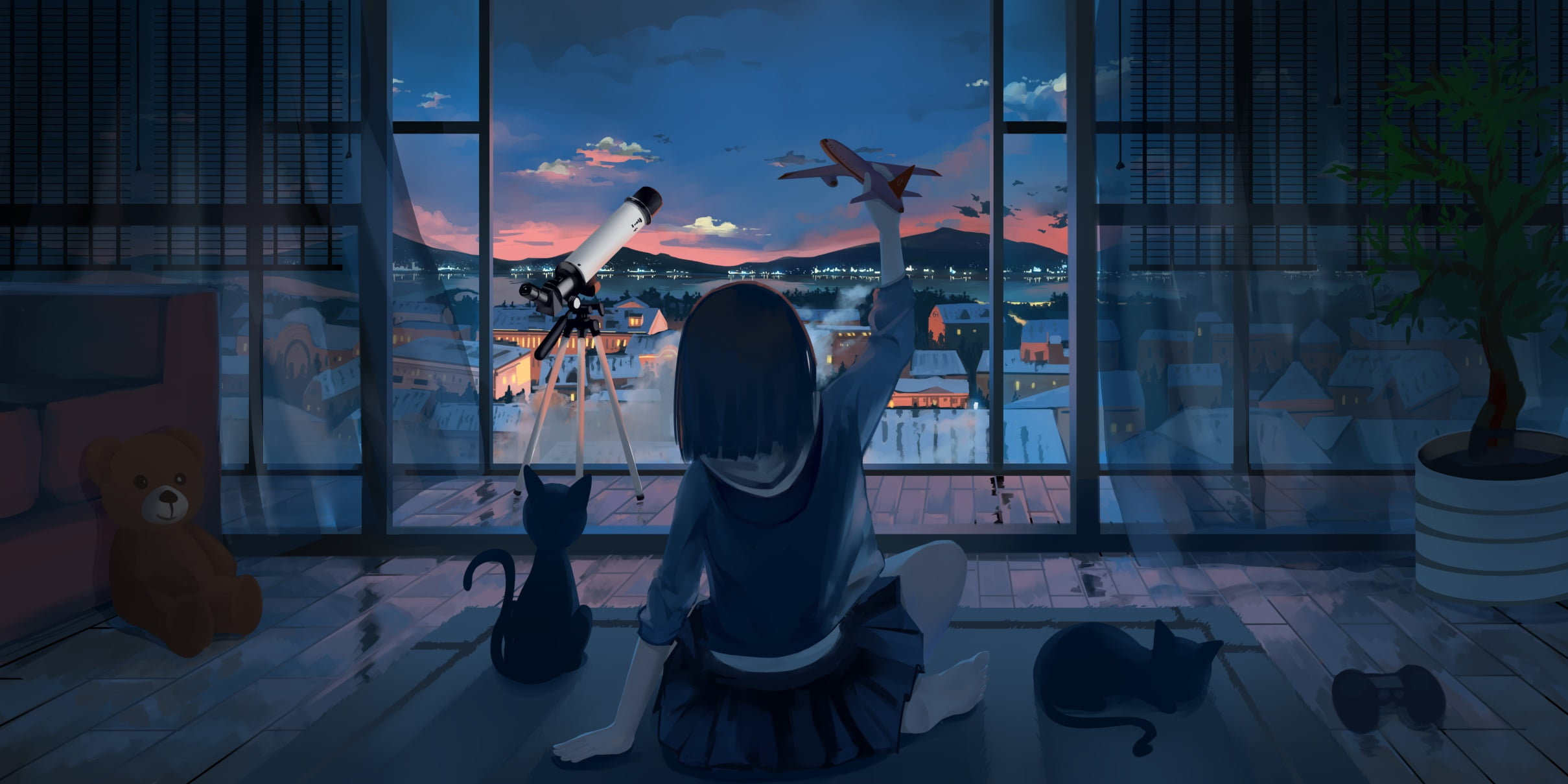 Wallpaper: black-haired woman anime character illustration, anime girls