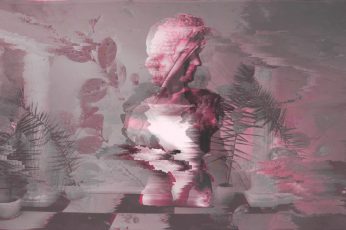 Wallpaper vaporwave statue glitch art