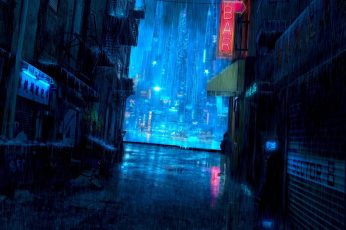 Cyberpunk rain aesthetic water city lights raining darkness wallpaper