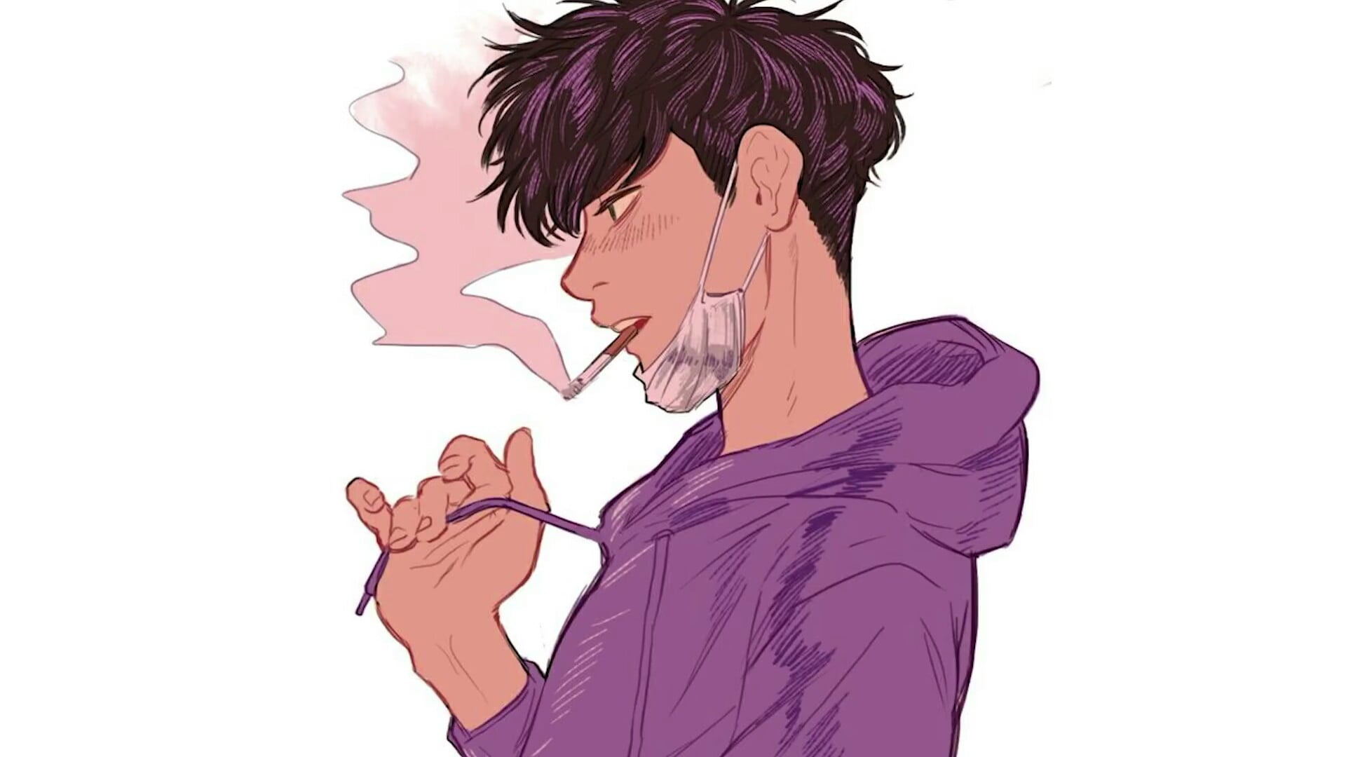 Cool Wallpaper Aesthetic Anime Art Anime Guy Anime Boy Smoking Hoodie -  Wallpaperforu