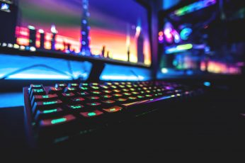 black RGB gaming keyboard, colorful, neon, computer, keyboards wallpaper