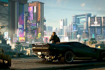 Man standing beside car digital, Cyberpunk 2077, video games wallpaper