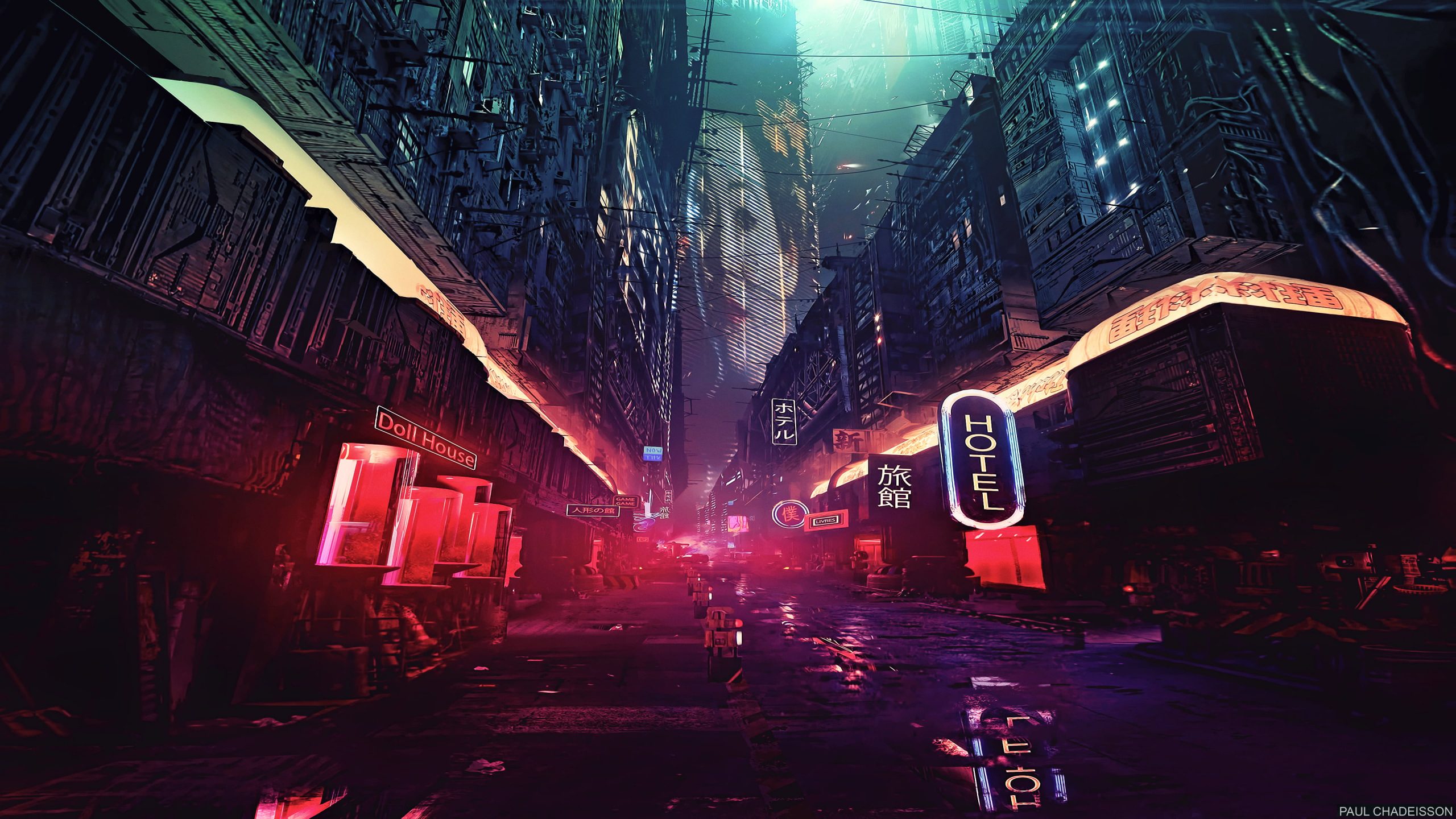 Lighted building illustration movie scene night artwork futuristic city
