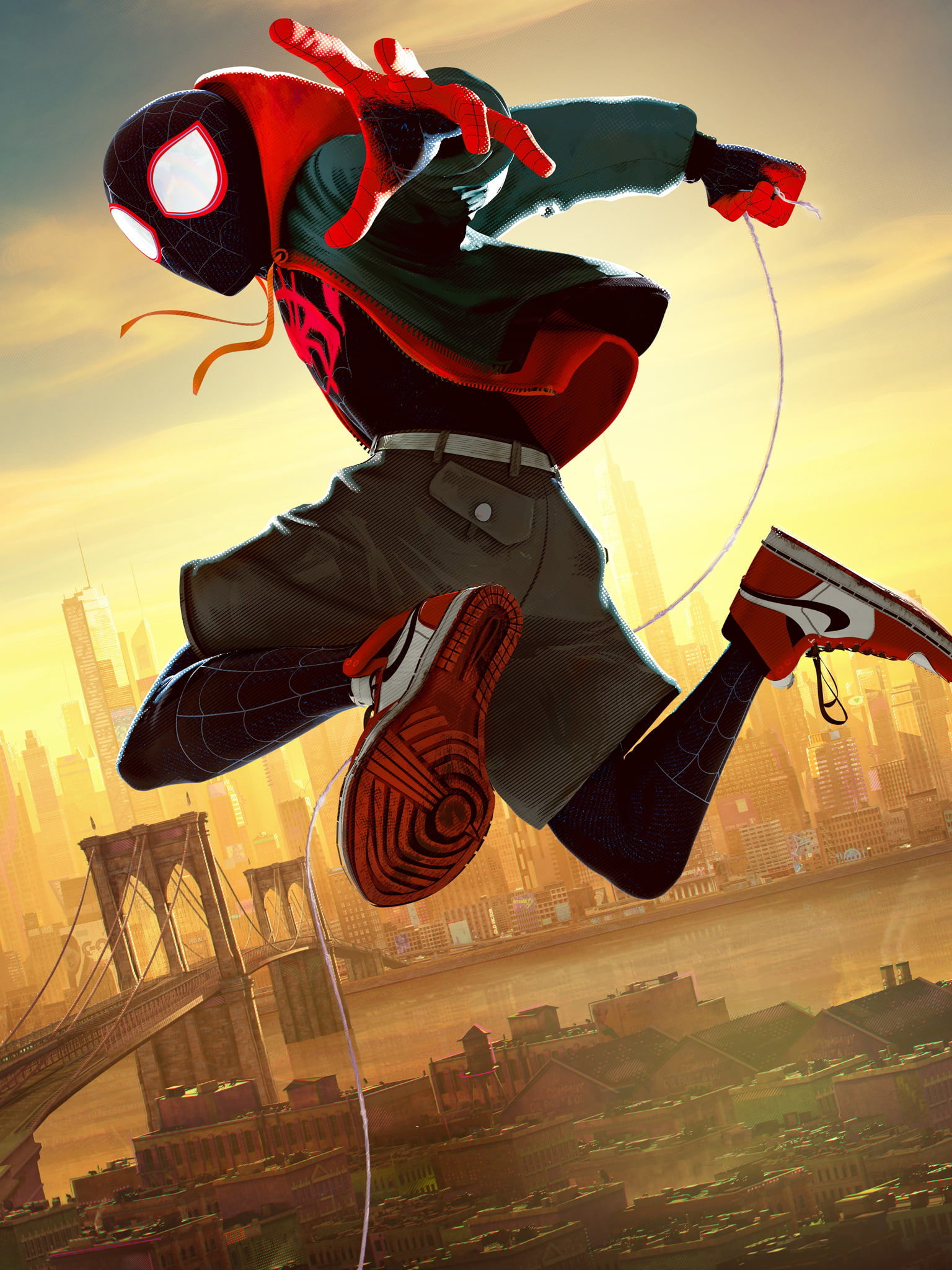 Spider-Man Miles Morales movies Brooklyn Bridge superhero wallpaper