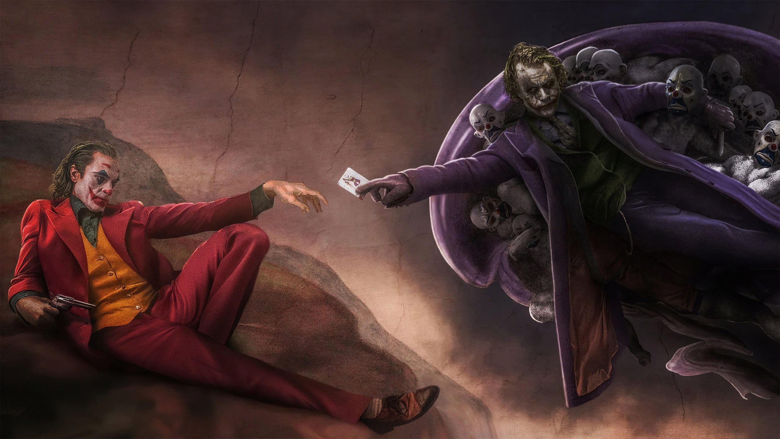 artwork movies Joker Heath Ledger Joaquin Phoenix wallpaper