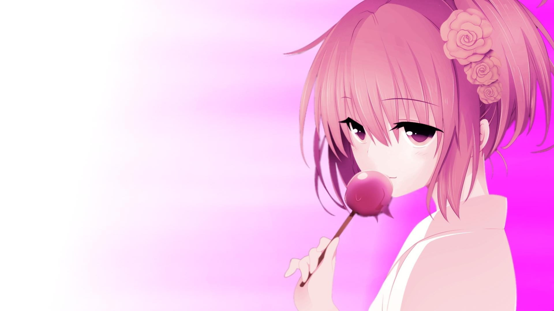 Anime girls To Love-Ru Momo Velia Deviluke pink color studio shot