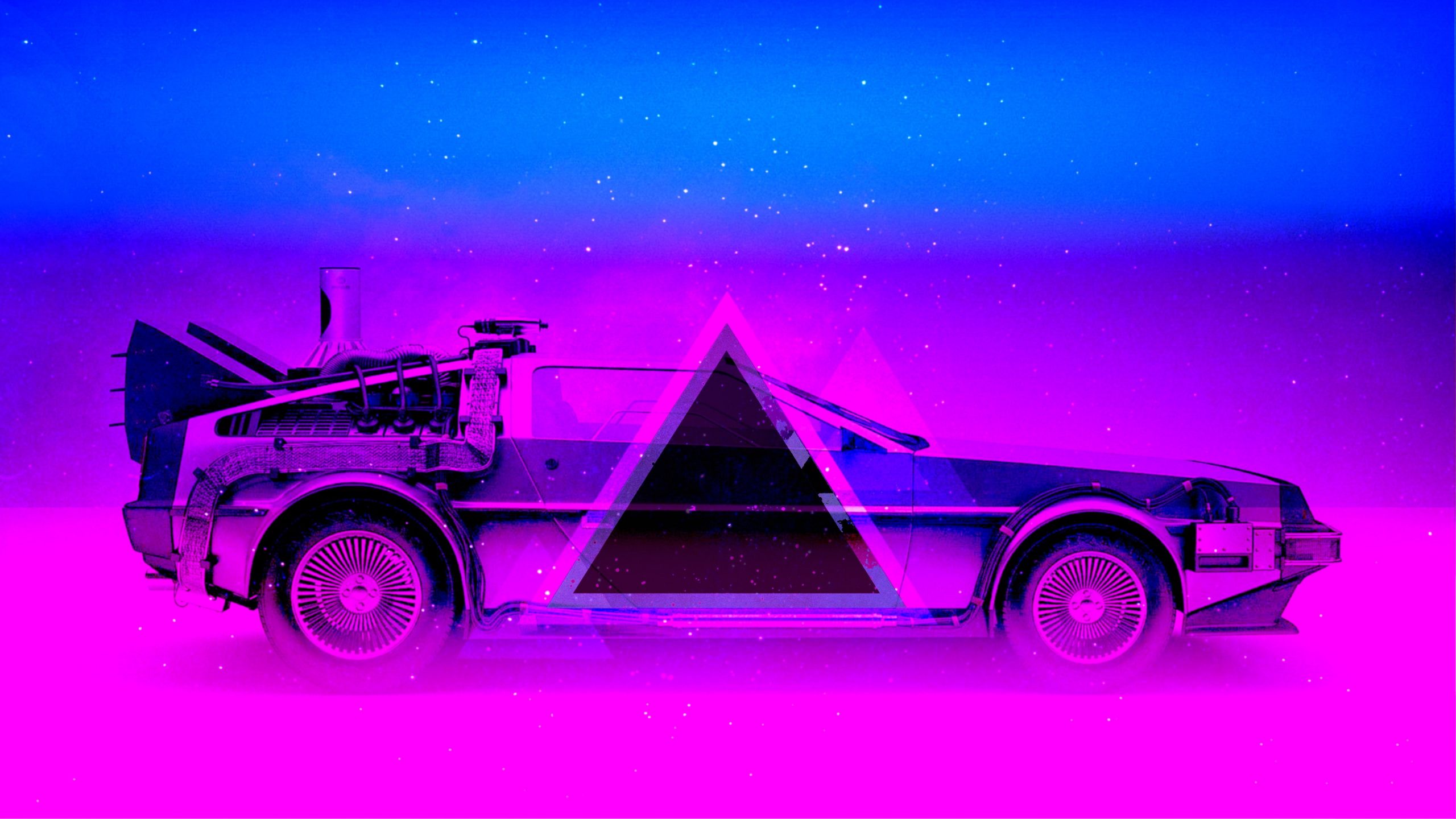 Auto, Music, Neon, Machine, Triangle, DeLorean DMC-12, Electronic wallpaper