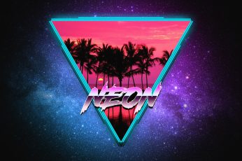Music, Stars, Neon, Palm trees, Triangle, Electronic, Synthpop wallpaper