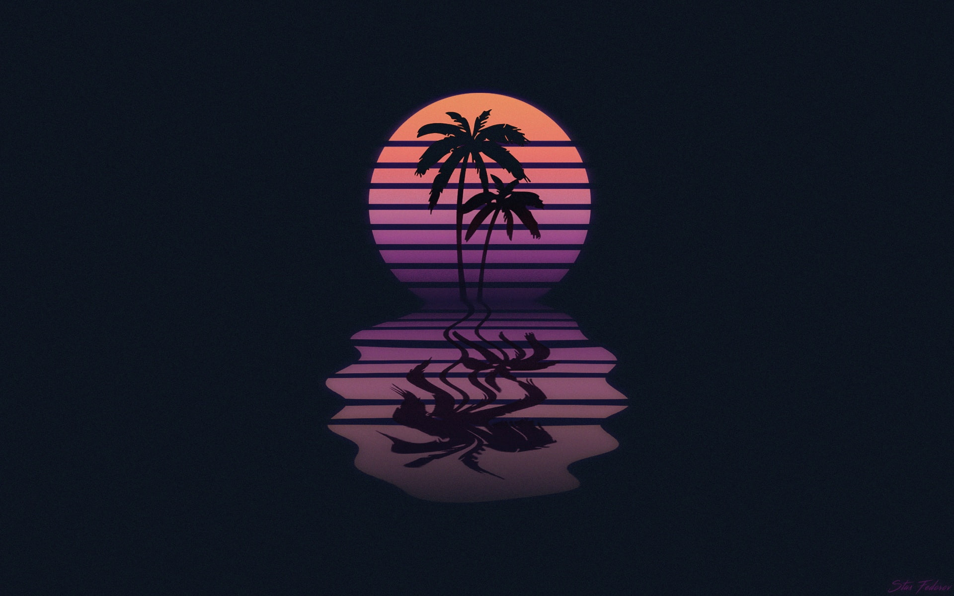 Music, Neon, Palm trees, Mesh, Background, Synthpop, Darkwave wallpaper