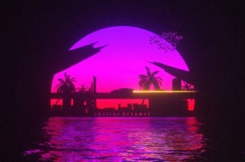 Sunset, The sun, Water, Auto, Bridge, Music, Machine, Style wallpaper