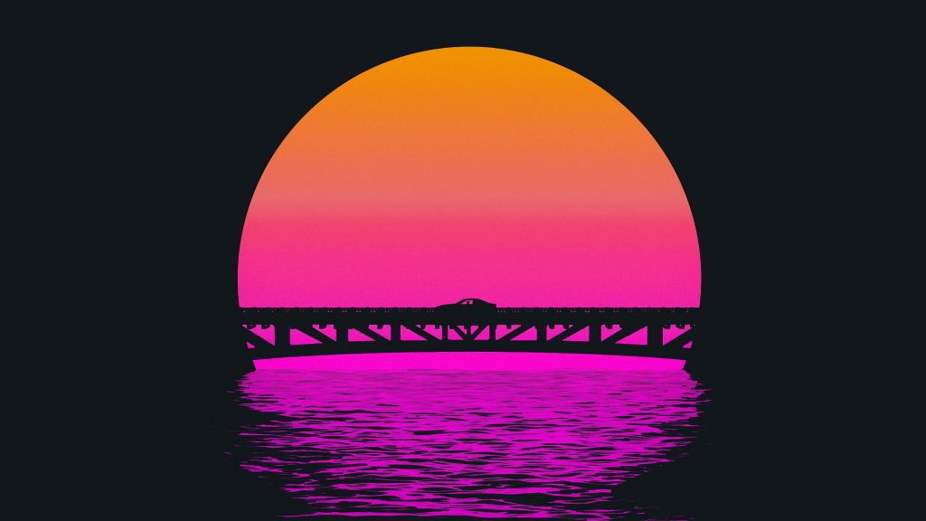 Vintage Wallpaper • Sunset, The sun, Bridge, Music, Silhouette