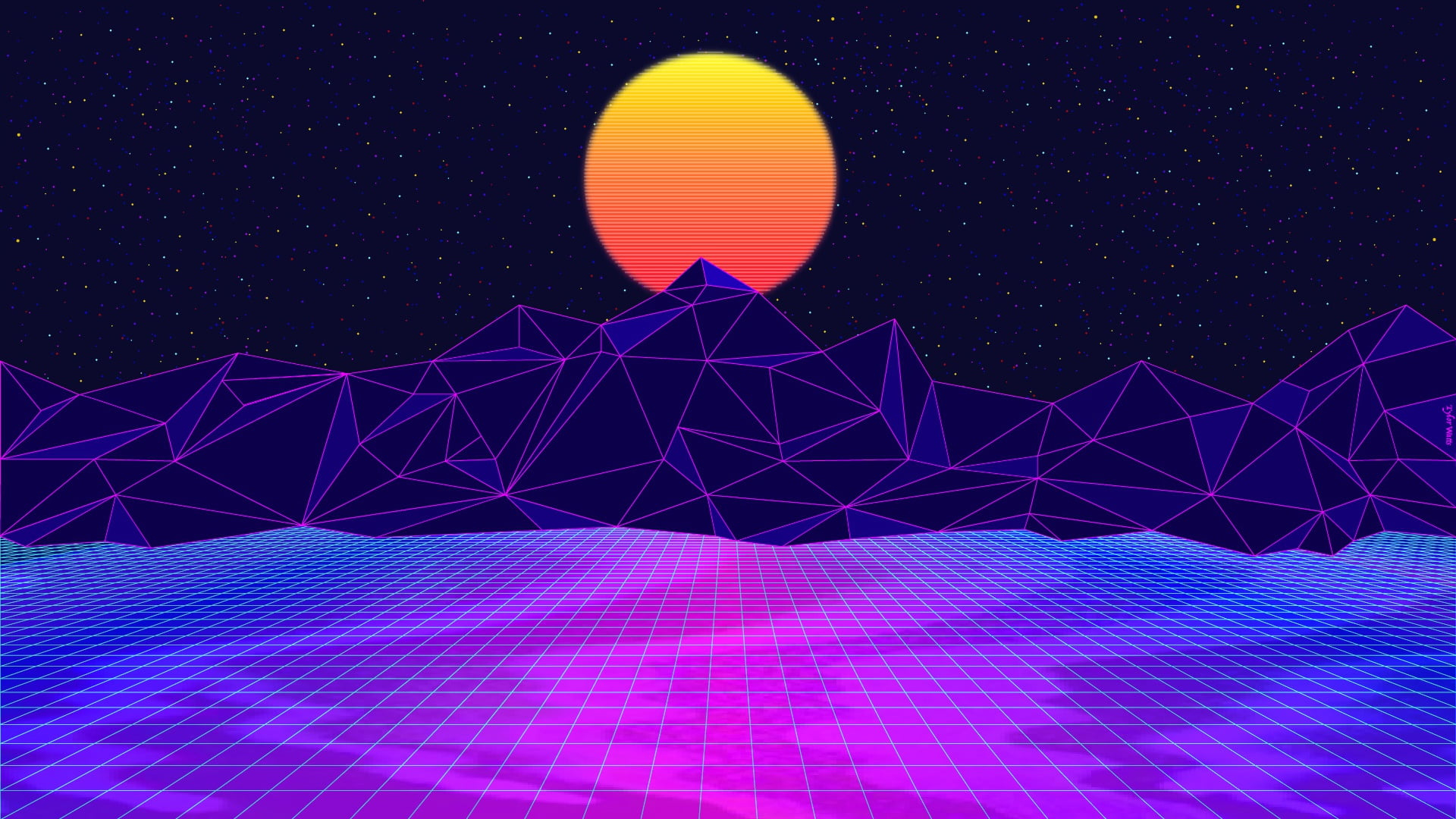 The sun, Mountains, Music, Space, 80s wallpaper, Neon, 80's, Synth, Retrowave
