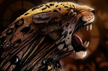 Tiger illustration, abstract, animals, leopard, digital art, artwork wallpaper