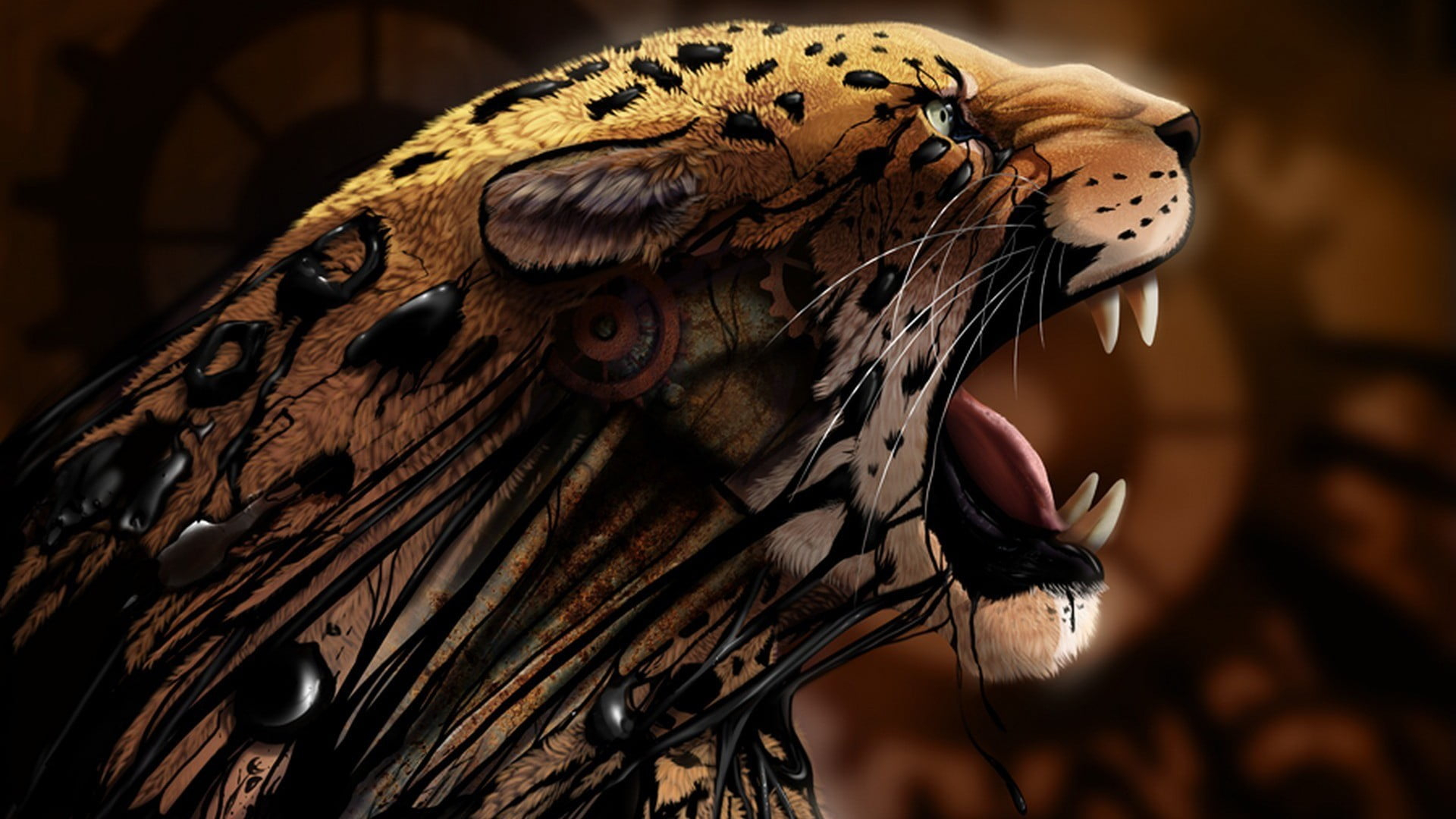 Tiger illustration, abstract, animals, leopard, digital art, artwork wallpaper