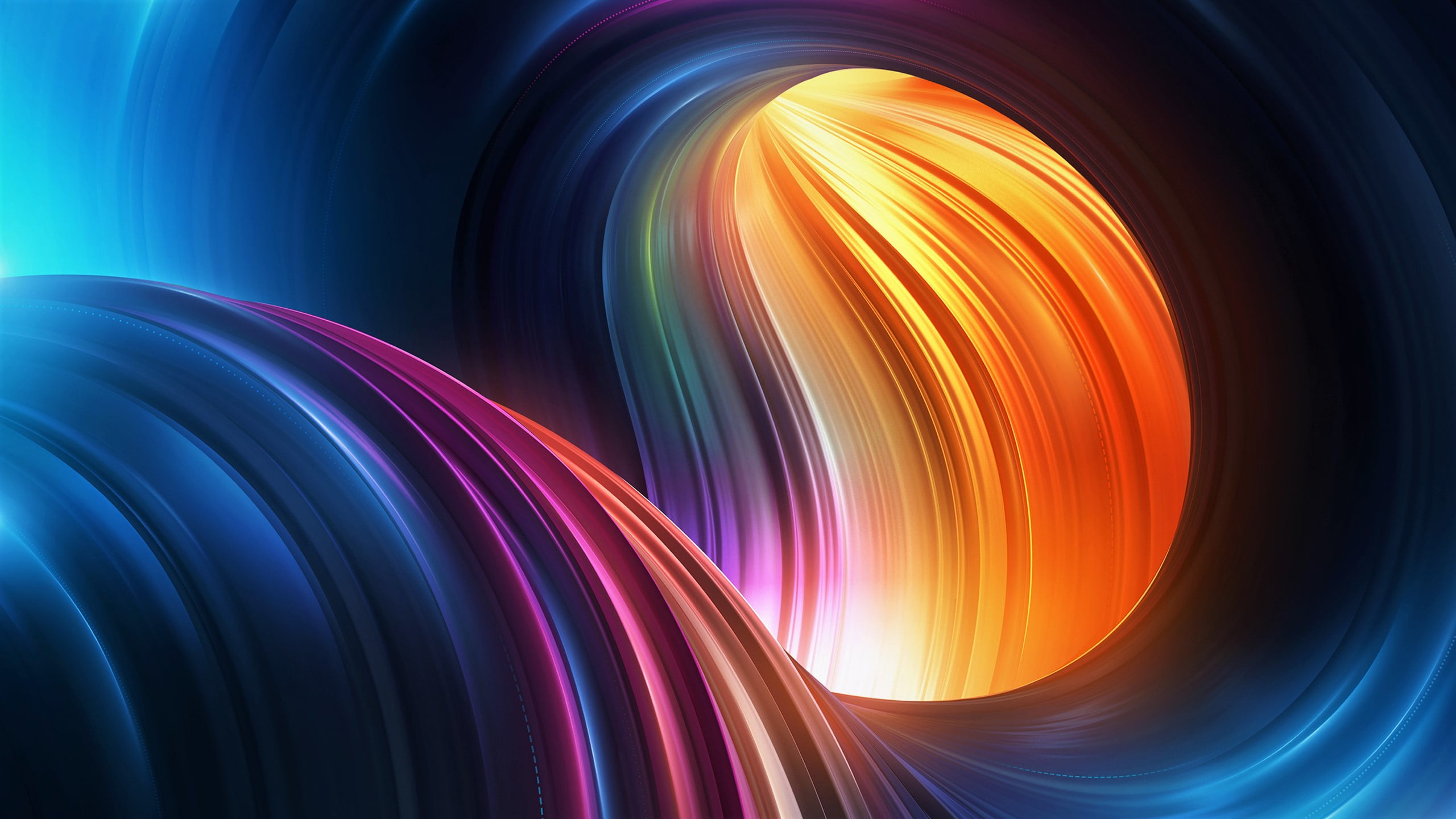 Red and multicolored curve wave digital wallpaper, abstract wallpaper, 3D