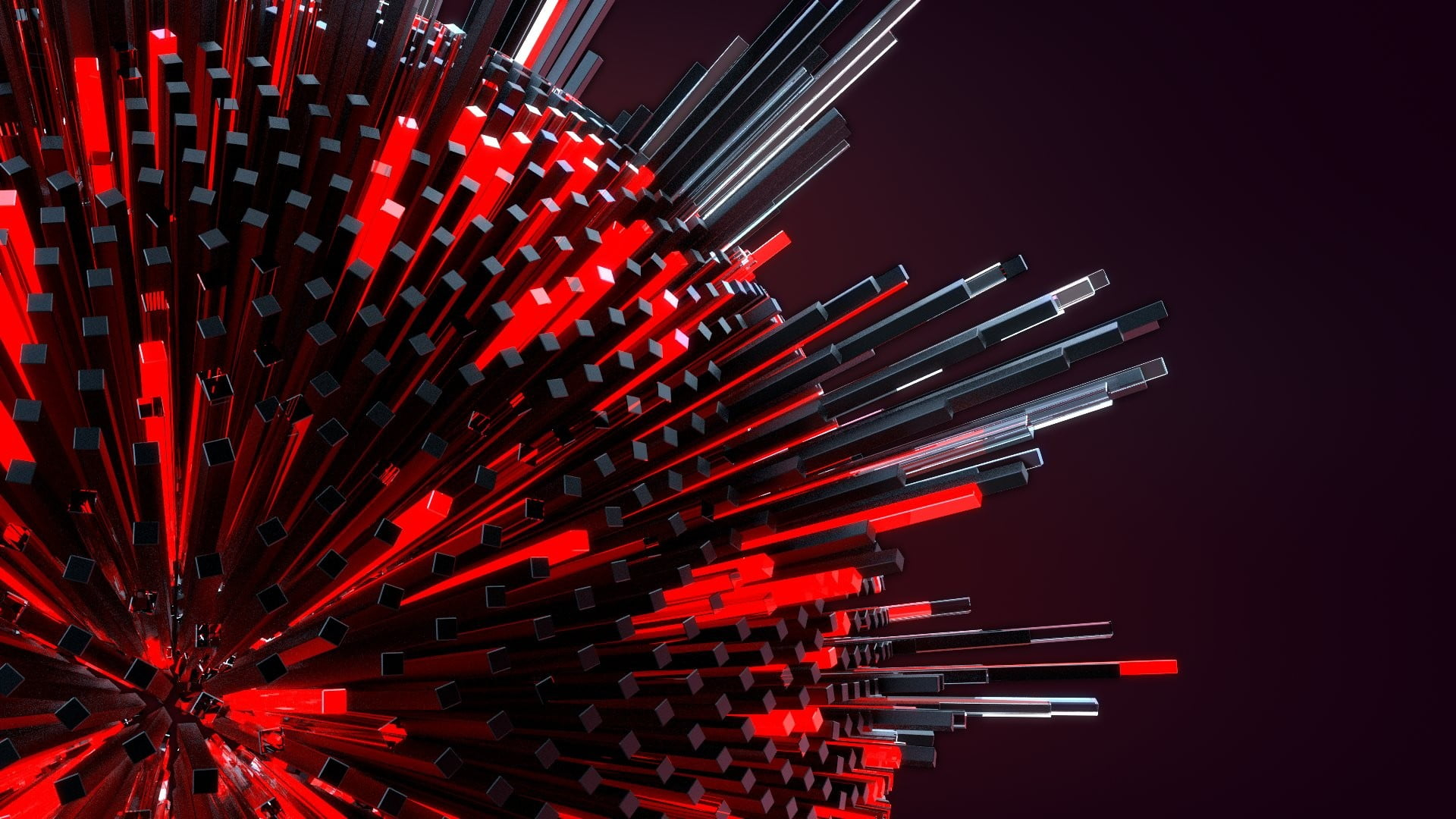 Round red and black illustration, 3D, geometry, digital art, abstract wallpaper