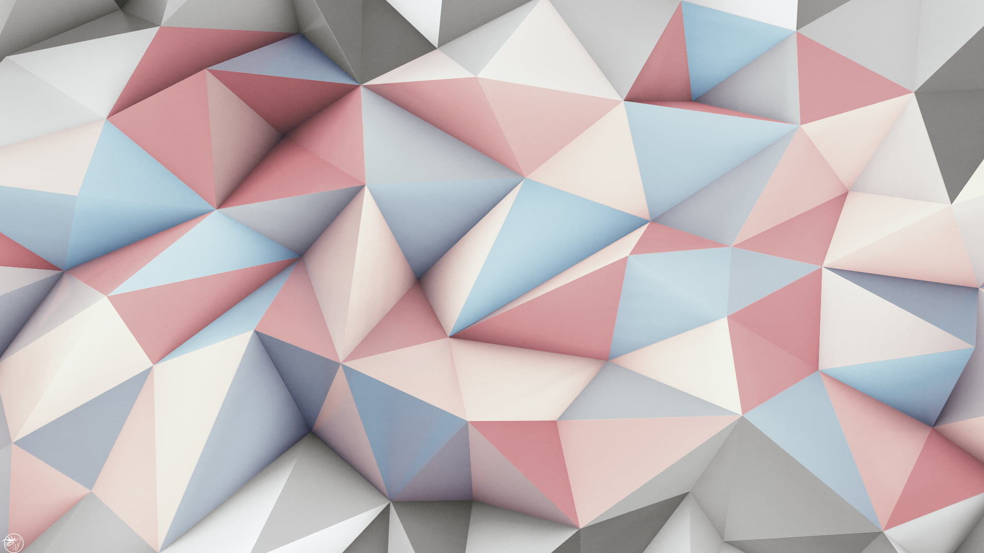 Pink, gray, and beige mosaic wallpaper, abstract, 3D, geometry wallpaper