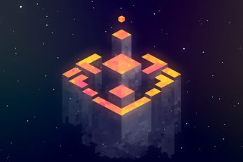Orange and gray Minecraft wallpaper, yellow, gray, and orange structure illustration