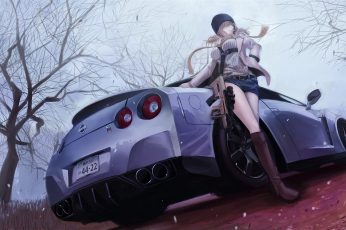Female anime character illustration, vehicle, car, anime girls wallpaper