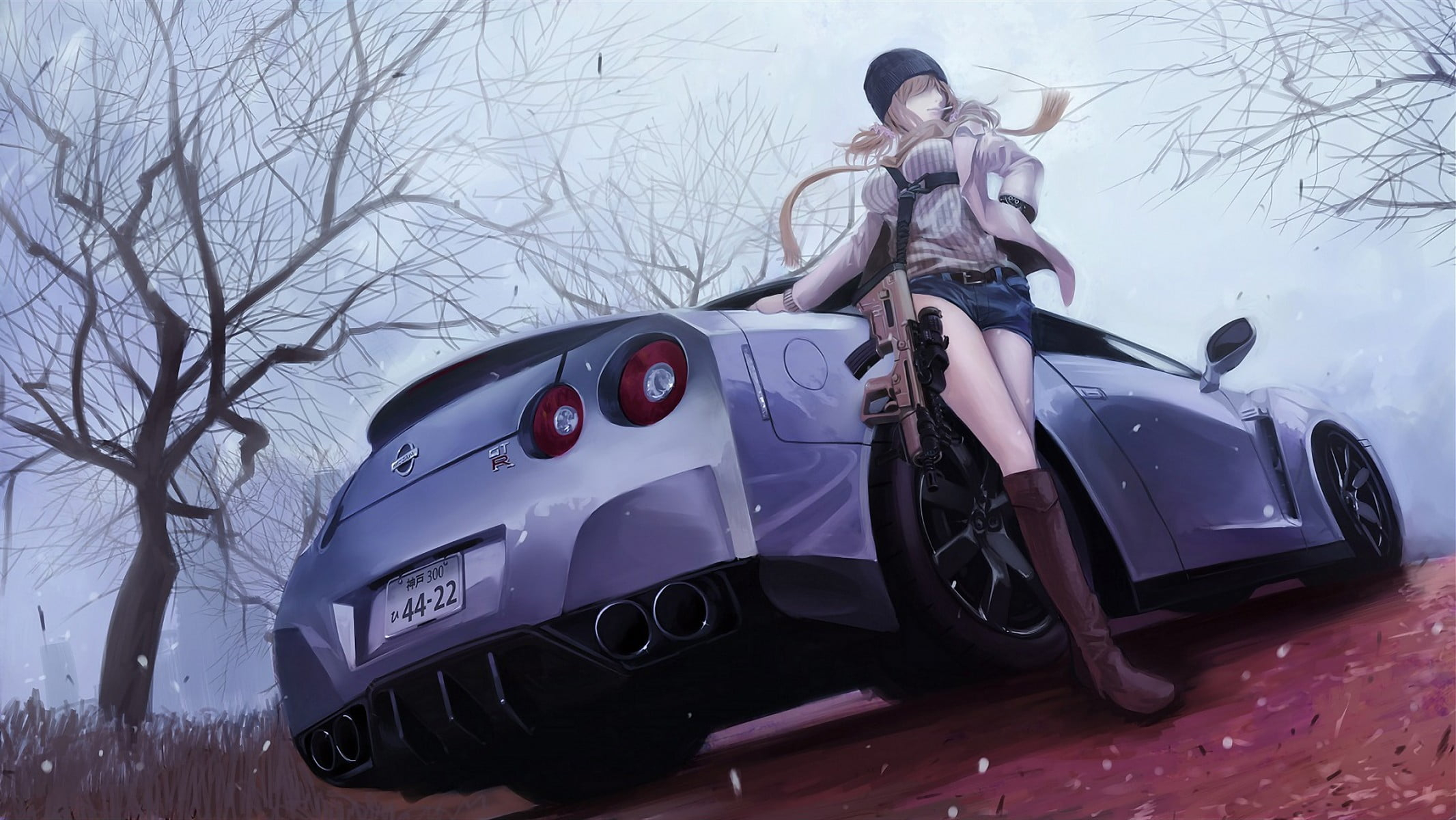 Female anime character illustration, vehicle, car, anime girls wallpaper