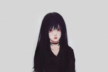 Anime, anime girls wallpaper, black hair, Kyrie Meii, portrait, looking at camera