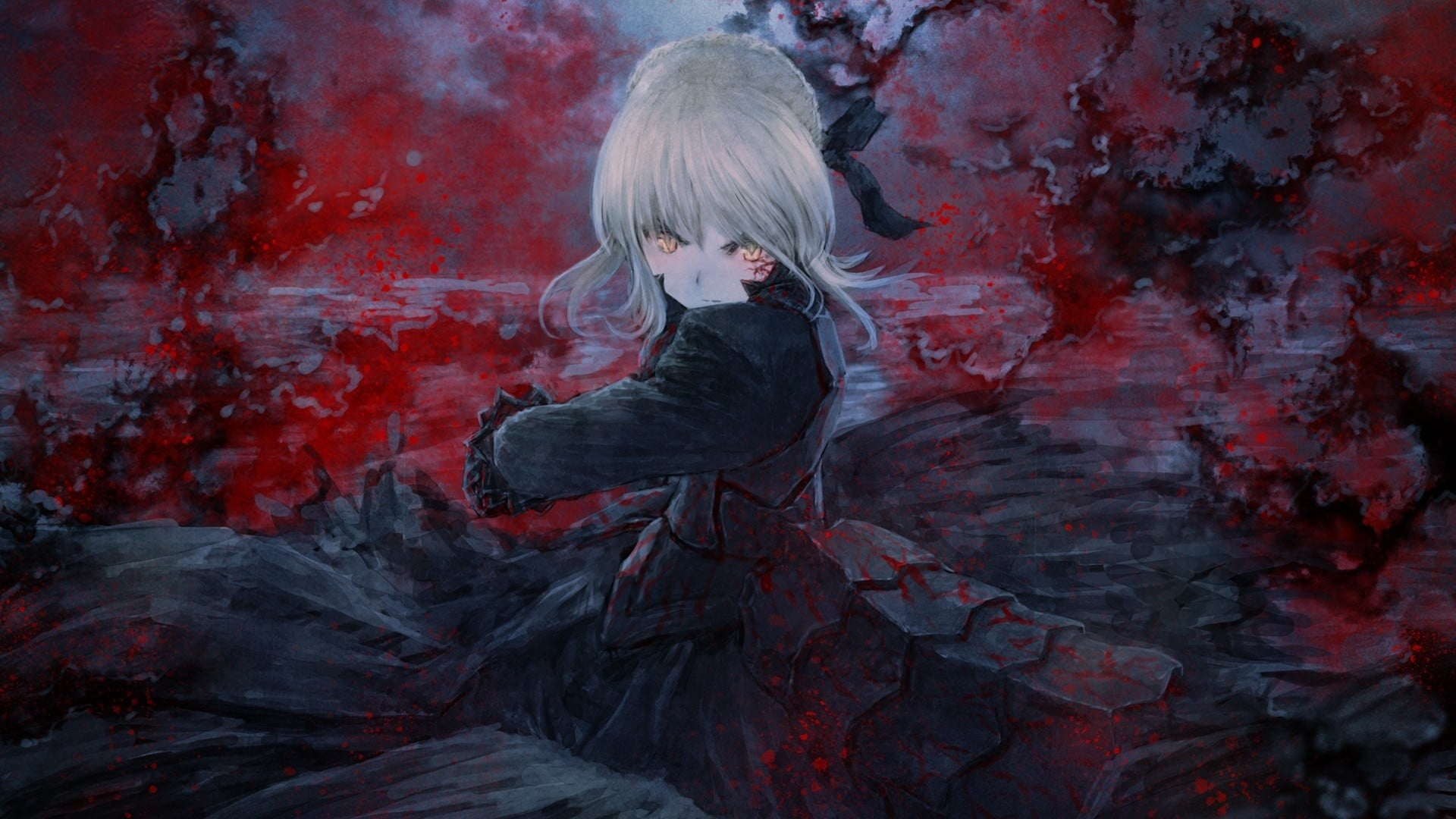 Female anime character wallpaper, Type-Moon, Fate Series, Saber Alter
