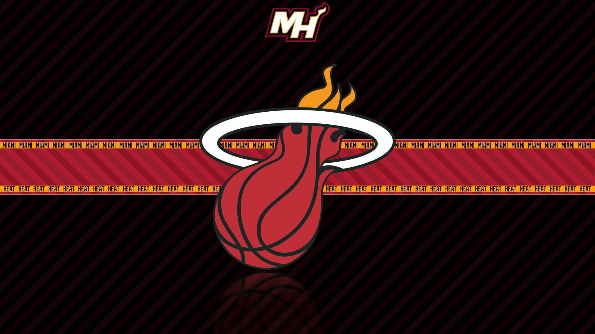 Miami Heat logo, NBA, basketball wallpaper, sports, red, no people, low angle view
