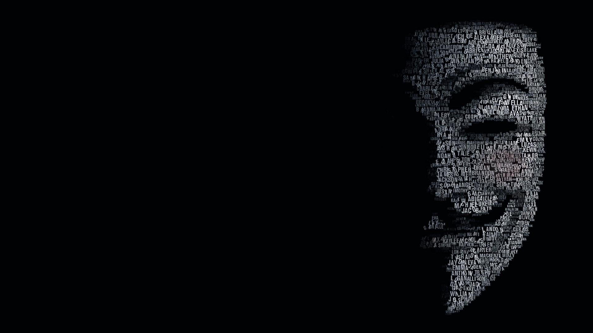 Wallpaper black, black and white, anonymous, hackers, darkness, monochrome