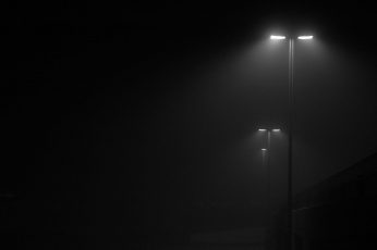 Wallpaper black, black and white, night, street light, darkness, lighting