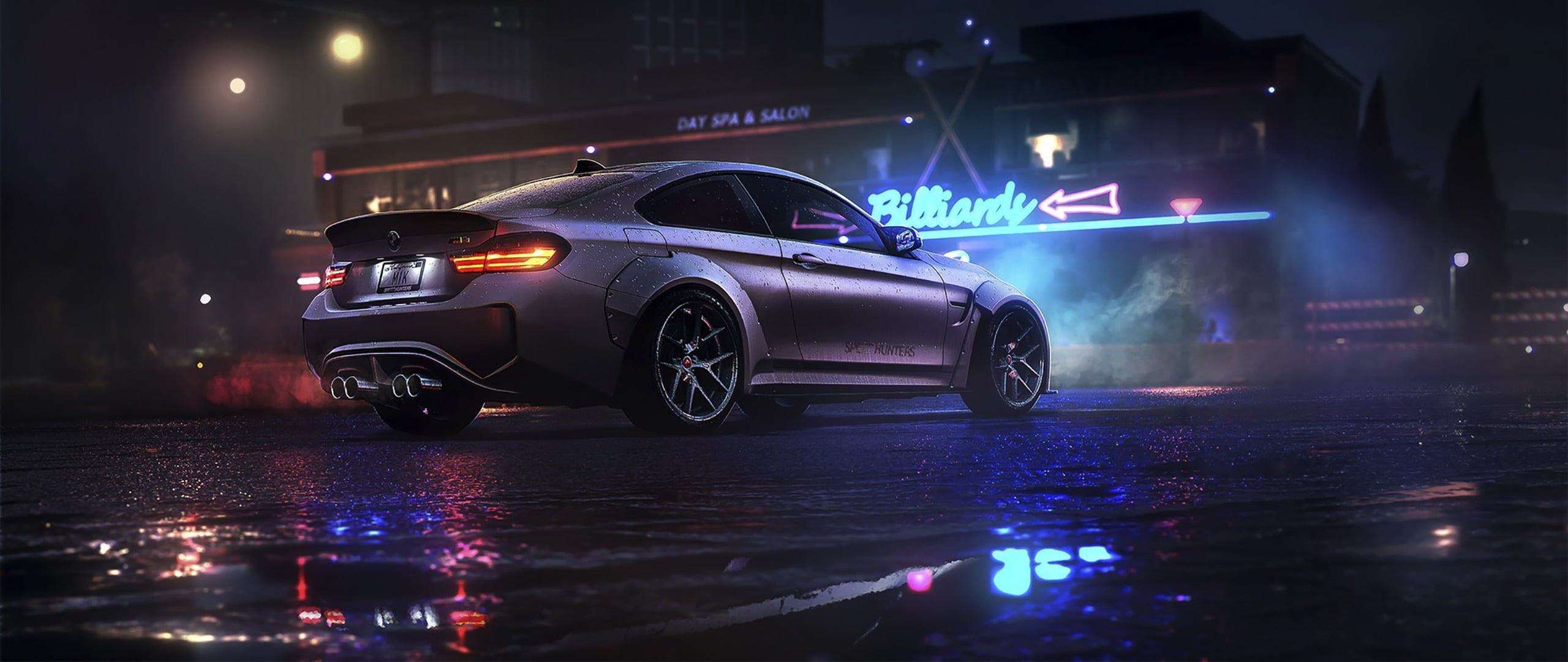 Wallpaper Silver BMW coupe animation, ultra-wide, car, Need for Speed, mode of transportation