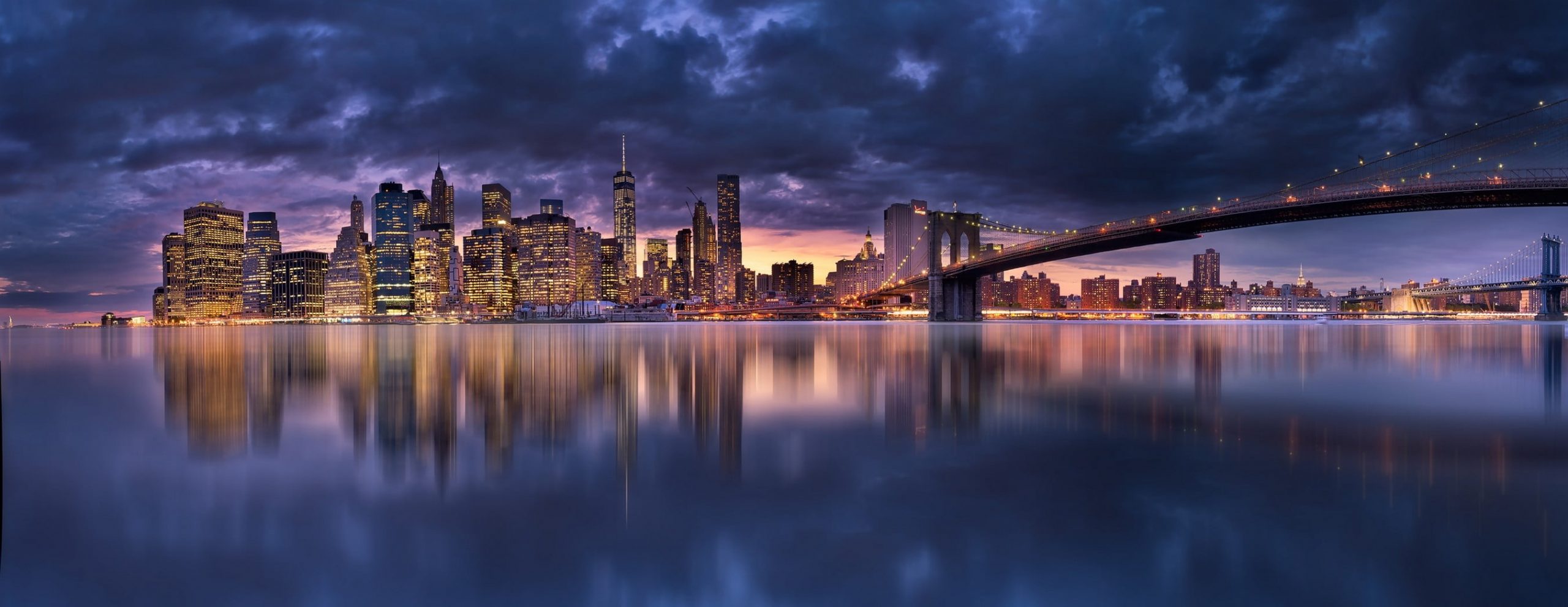 Wallpaper Bridge painting, Panoramic photography of cityscape and body of water