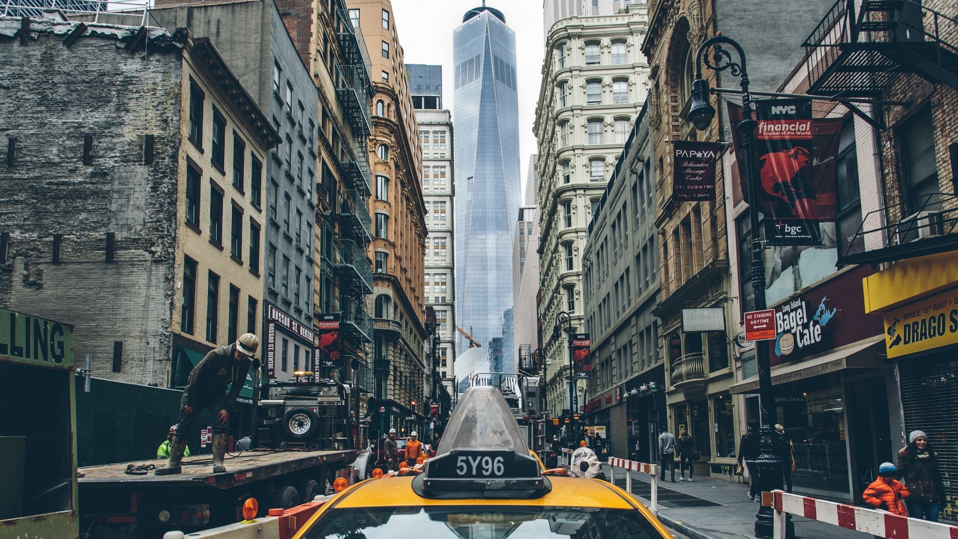 Taxi, New York City wallpaper, building, One World Trade Center