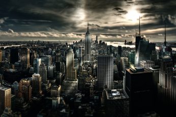 Gray concrete buildings, landscape view of city buildings, Manhattan wallpaper