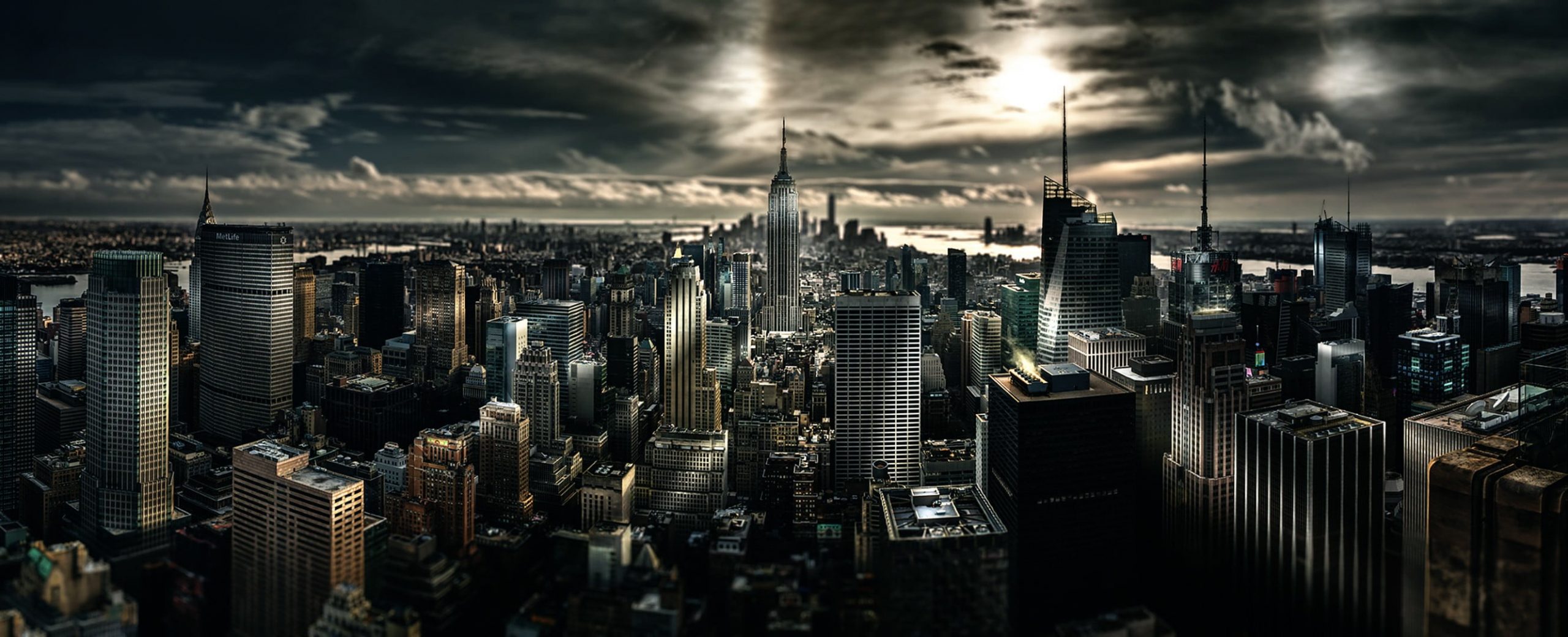 Gray concrete buildings, landscape view of city buildings, Manhattan wallpaper