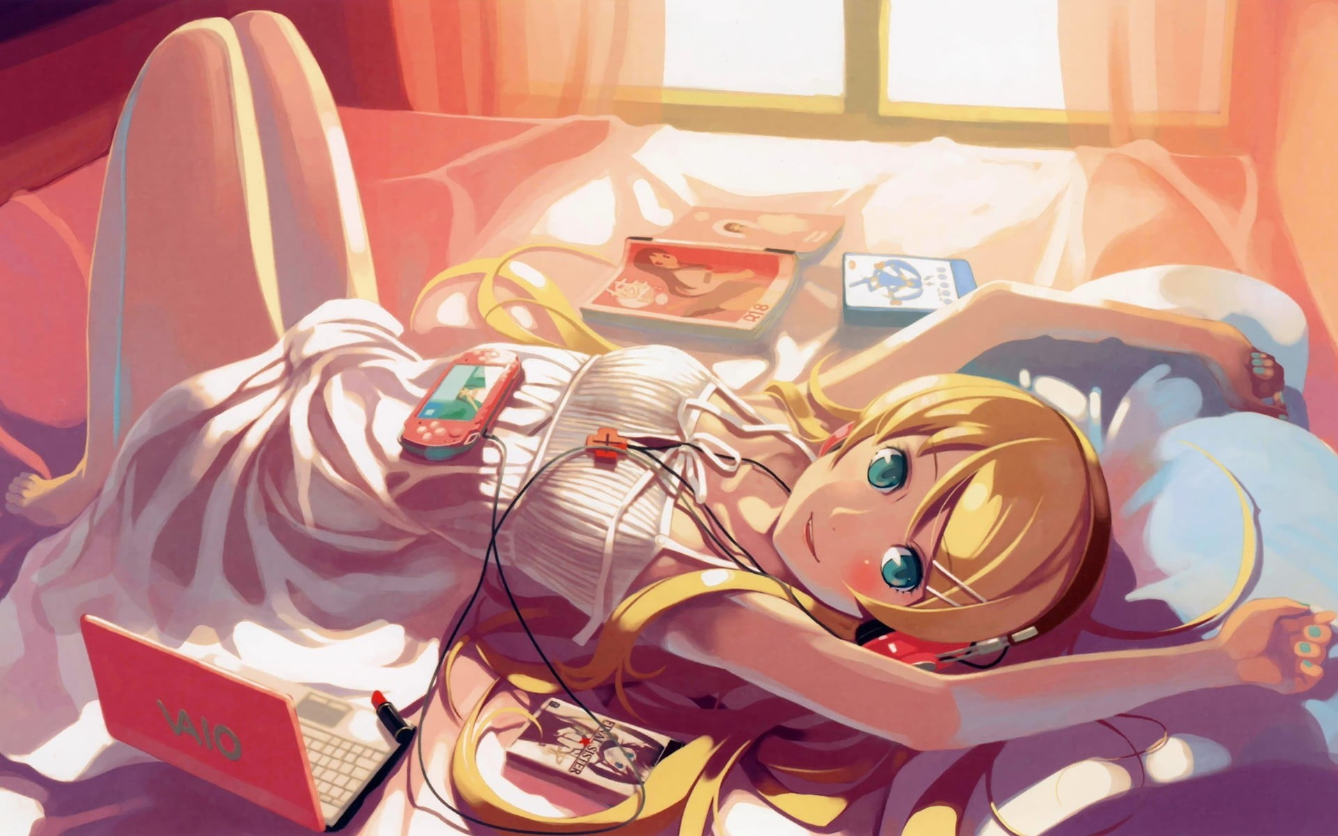 Wallpaper female anime character lying on bed wallpaper, women, anime girls