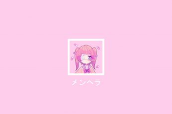 Menhera-chan, simple background, Yami kawaii, pink color, human representation wallpaper