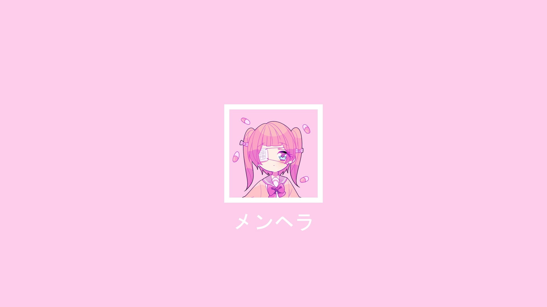 Menhera-chan, simple background, Yami kawaii, pink color, human representation wallpaper