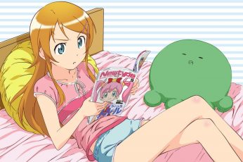 Wallpaper anime girls, books, bed, Ore no Imouto ga Konnani Kawaii Wake ga Nai