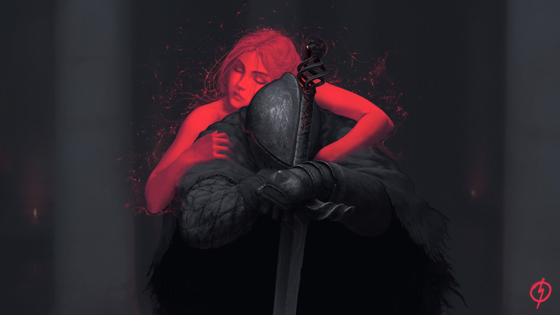 Wallpaper Black knight, Dark Souls II, video games, fan art, sword, one person