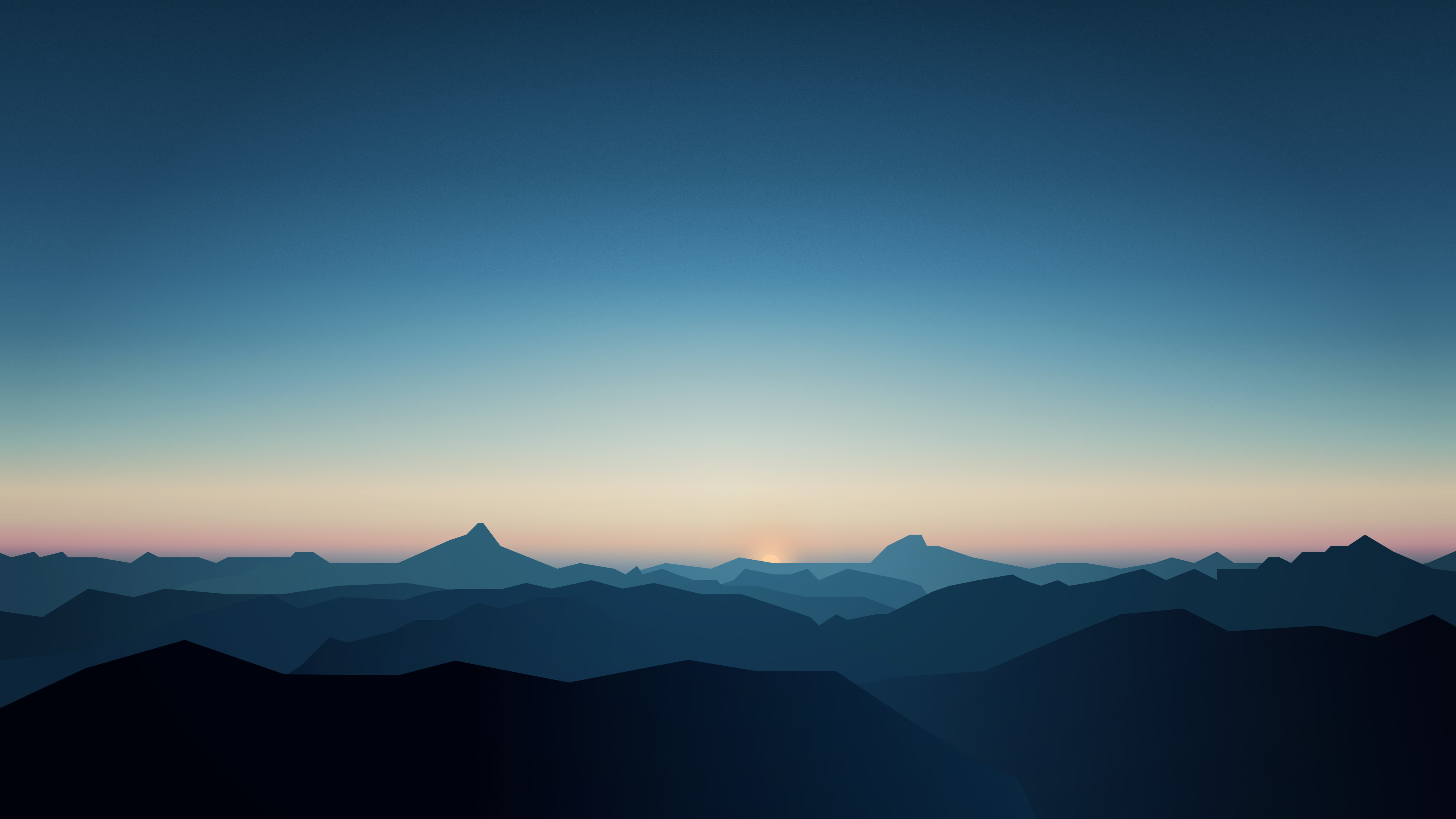 5K, CGI, Dark, Mountains, Sunrise, Minimal Wallpaper - Wallpaperforu