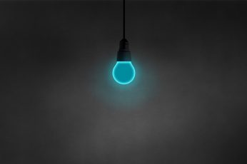 Black LED bulb, minimalism, dark, simple, cyan, illuminated, electricity wallpaper