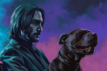 Artwork, digital art, John Wick, Keanu Reeves, dog, movies wallpaper