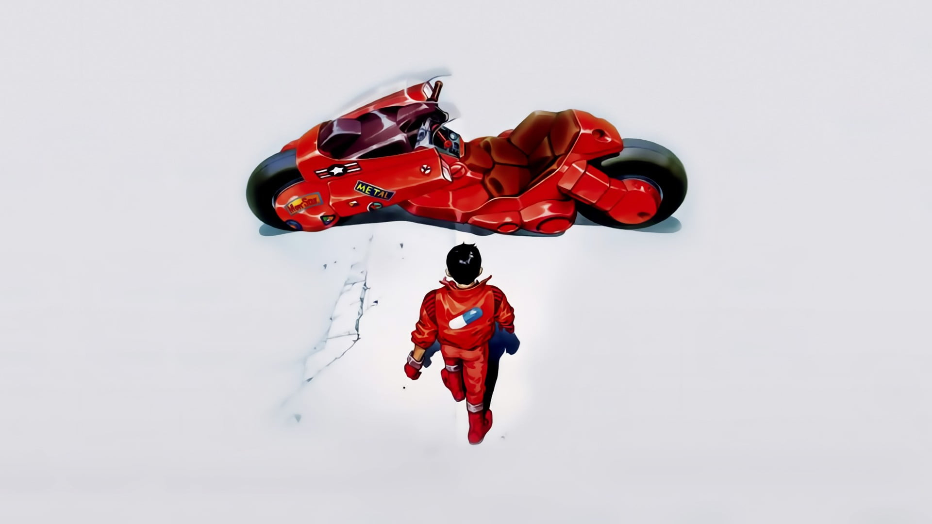 Man in red suit wallpaper, Akira, kaneda, anime, motorcycle, indoors