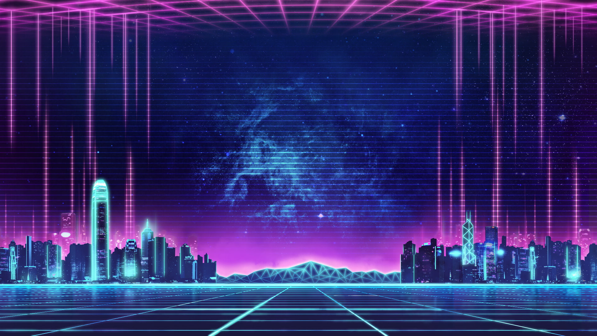 Wallpaper synthwave, music, retro, neon city, Others, architecture, built structure