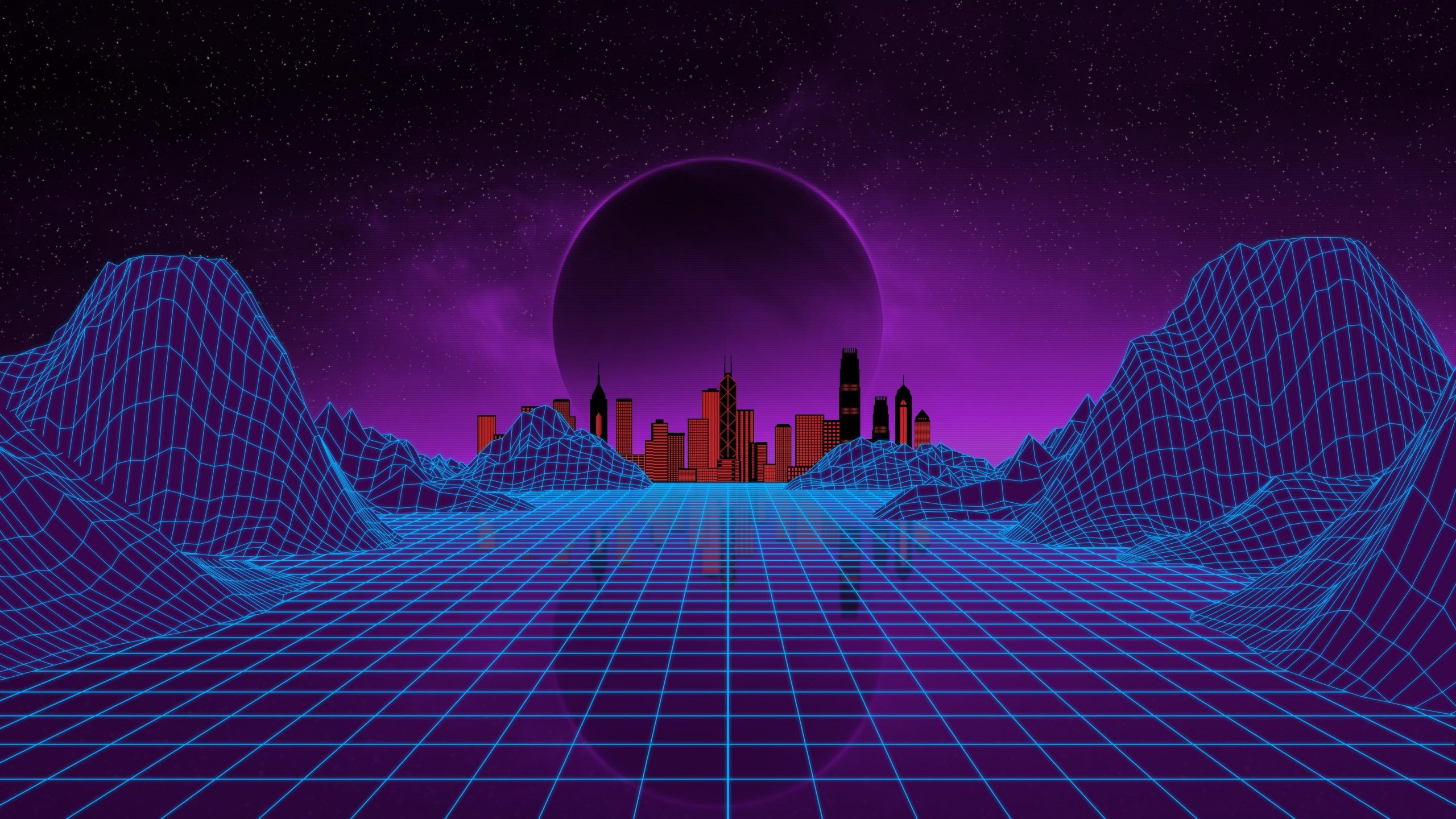 Wallpaper purple, vaporwave, 1980s, night, virtual reality, space, artistic